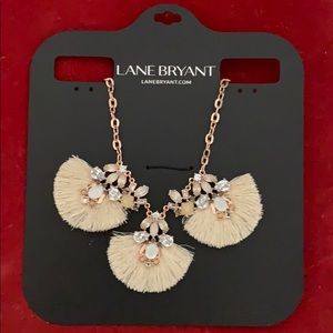 NWT Lane Bryant cream diamond stud gold necklace
